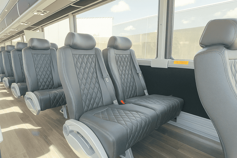 interior of Cleveland Shuttle Bus Rentals charter bus